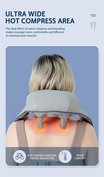 Smart Electric Heated Neck Massager Shawl – Portable Shiatsu Kneading Device for Muscle Relief & Relaxation