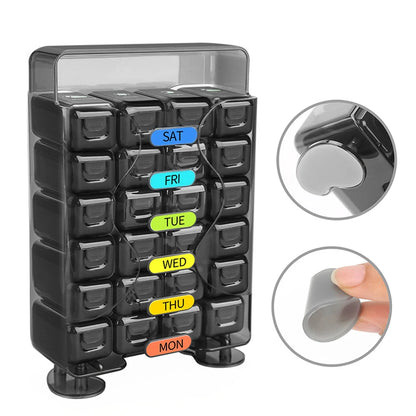 Weekly Pill Organizer 4 Times a Day – Large 7-Day Pill Box with Drawer Design | Travel Medication Case | BPA-Free Pill Storage