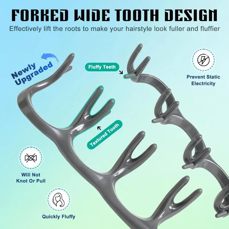 Wide Tooth Volumizing Hair Comb for Men – Detangling Styling Comb for Curly, Wavy & All Hair Types