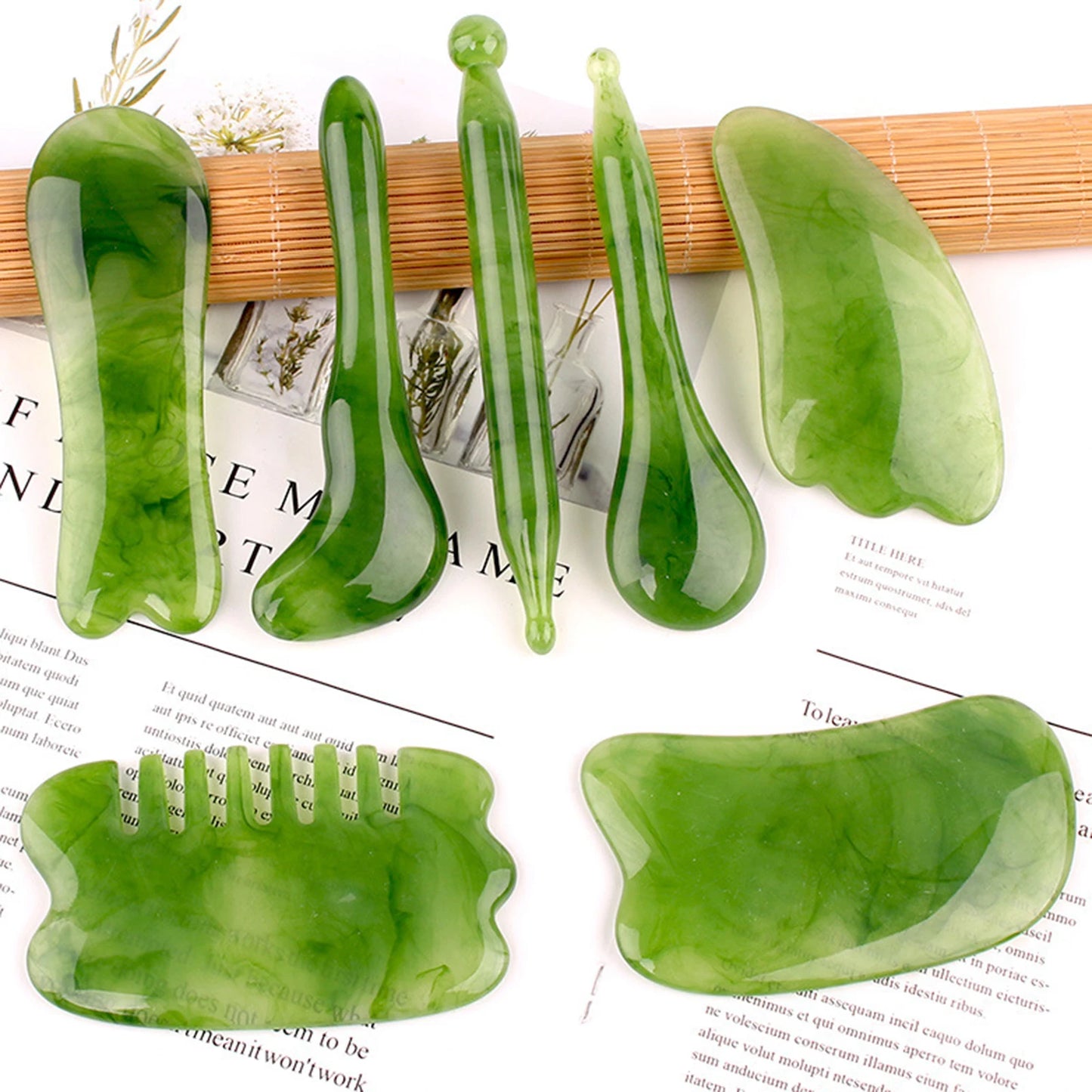 Resin Gua Sha Face Massage Tool Set (1–7pcs) – Facial Sculpting & Skincare Massage Sticks