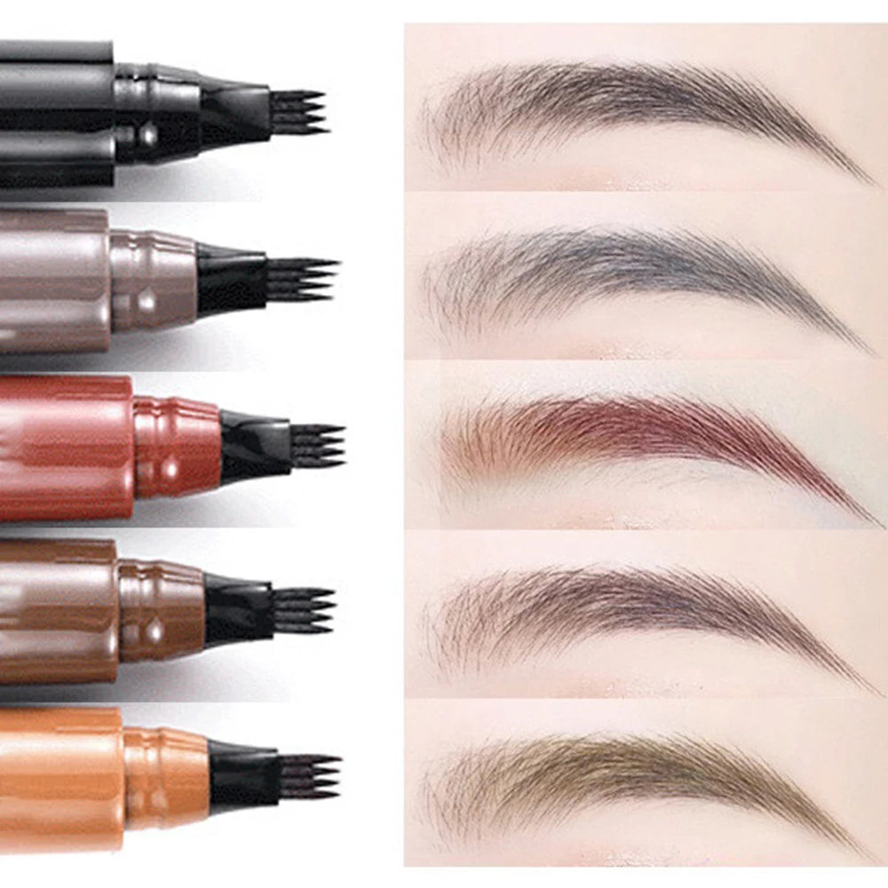 4 Tip Eyebrow Pencil Waterproof Long Lasting Micro Fork Brow Pen Natural Look