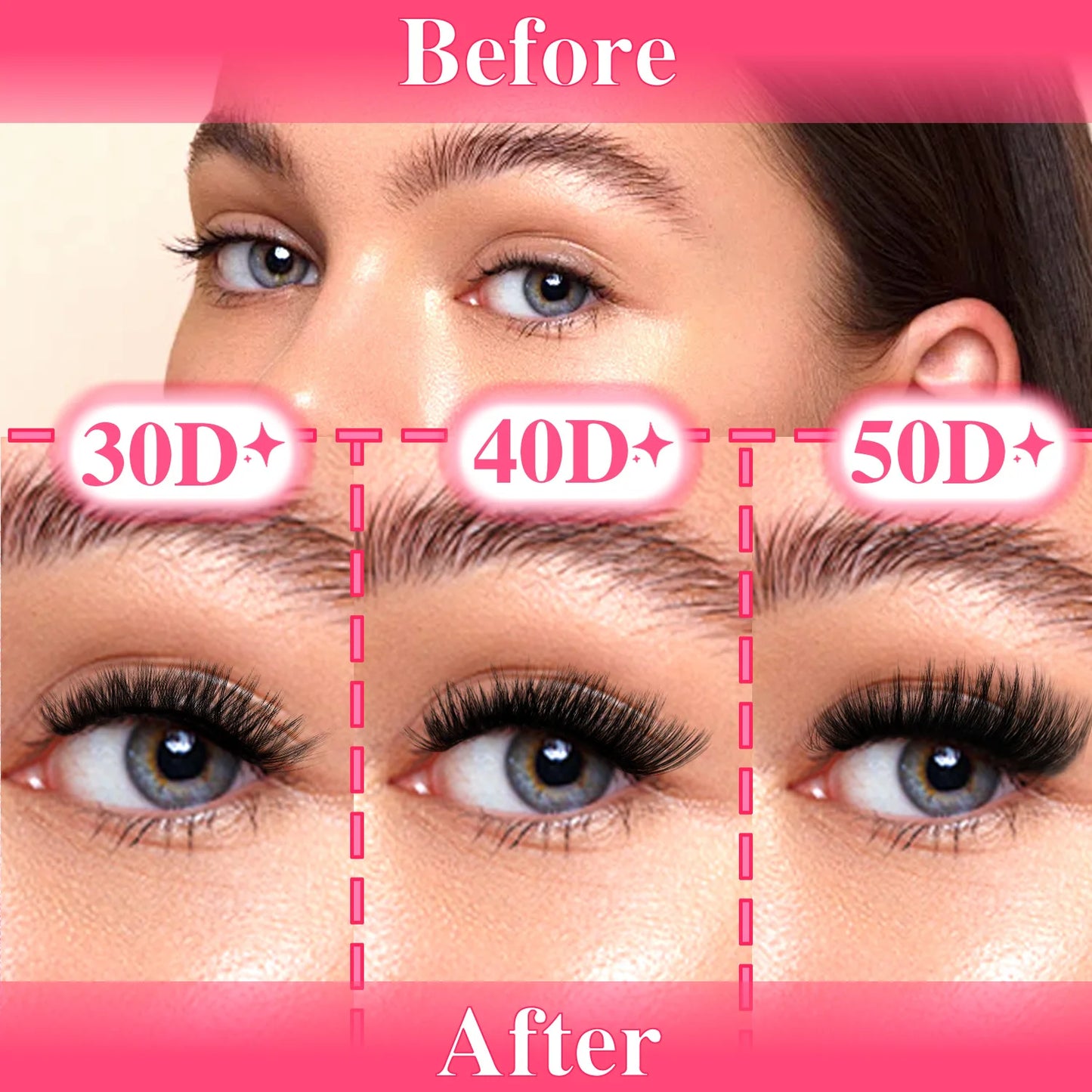 DIY Individual Eyelash Extension Kit 30D–80D – Reusable Cluster Lashes with Tweezers & Seal
