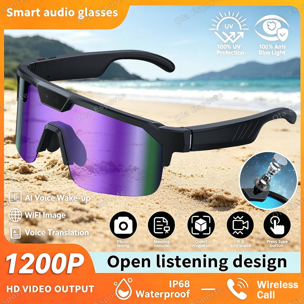 AI Smart Glasses HD Camera Bluetooth Calls Music WiFi Recording Glasses