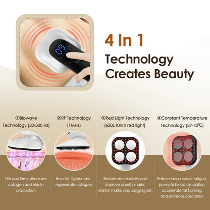 Cordless Body Sculpting Massager – RF, Red Light & Vibration – Rechargeable Skin Firming & Toning Device for Waist, Arms, Legs