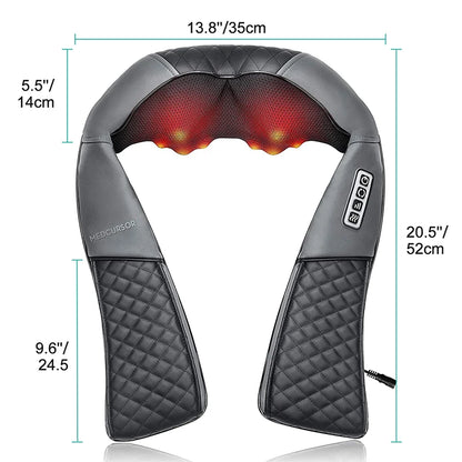 Medcursor Electric Neck and Back Massager – Kneading Massage Pillow with Heat for Neck, Shoulders, and Cervical Pain Relief