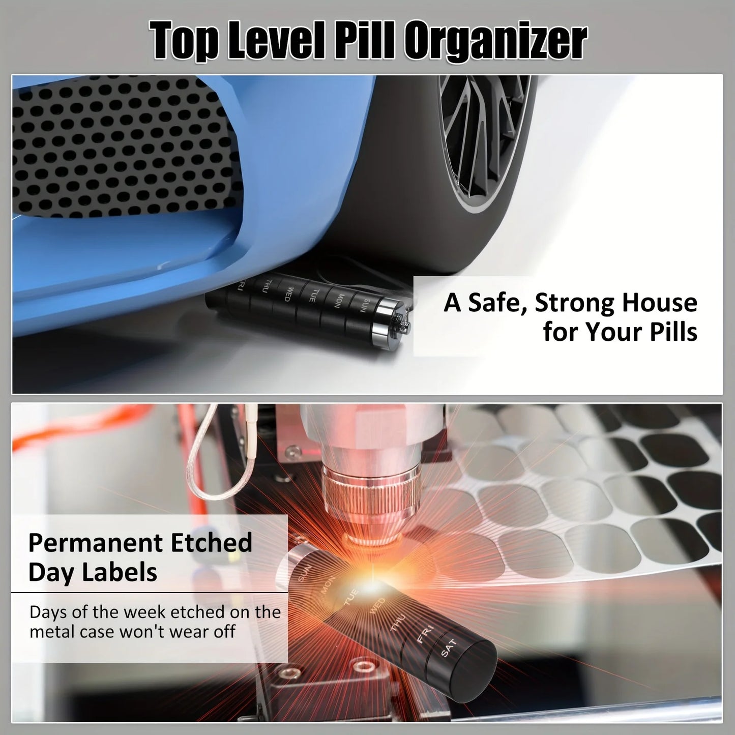 7pcs Metal Pill Organizer Set – Stackable Waterproof Travel Pill Box | Large Aluminum Alloy Portable Pill Case