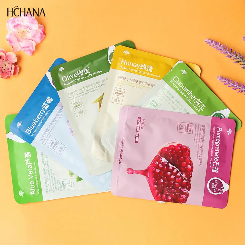 30 Pcs Fresh Fruit Facial Masks – Korean Skincare Sheet Masks for Deep Moisturizing, Firming & Hydrating Face Care