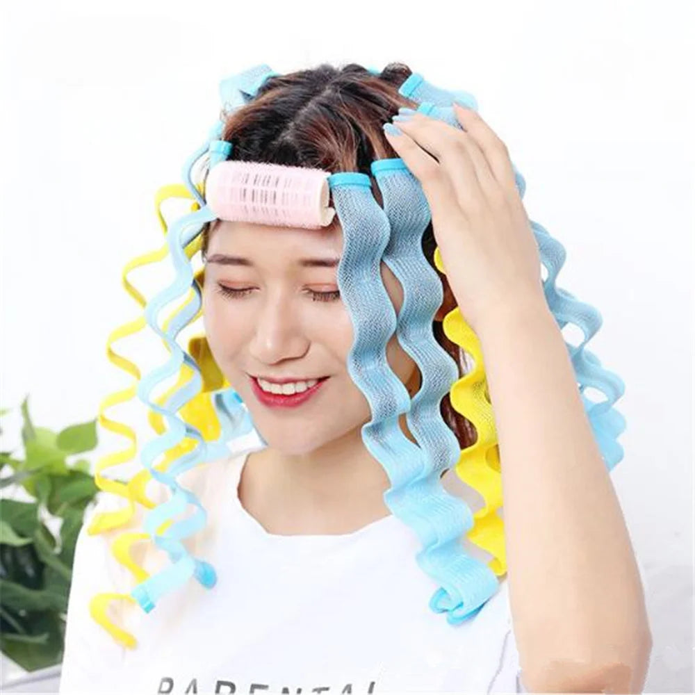 12-Pack Heatless Hair Curlers – Soft Bendy Roller Rods for Waves & Curls, No Heat Styling Tools