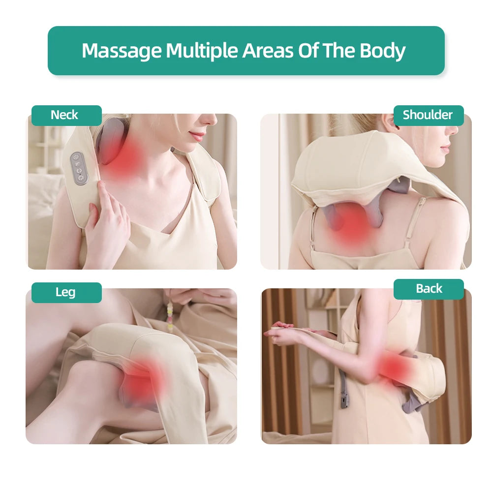 Viladepot 6D Kneading Massage Pillow with Heat – Neck & Shoulder Massager with Adjustable Straps for Fatigue & Pain Relief