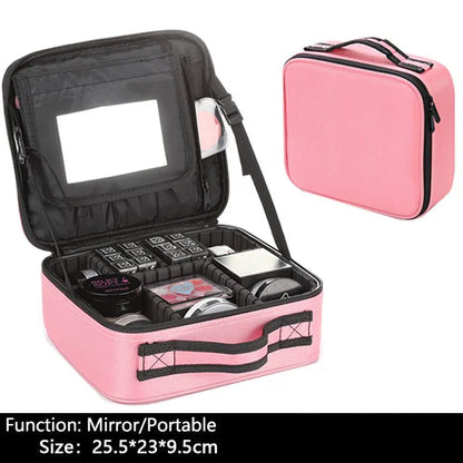Professional Makeup Case – Women’s Cosmetic Organizer, Brush & Nail Tool Storage Box, Beauty Travel Suitcase