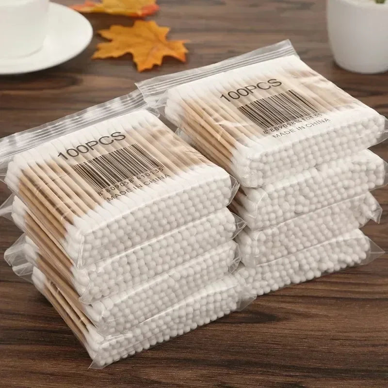 500 Double-Ended Cotton Swabs – 5 Packs of 100 | Baby-Safe Ear Cleaning Sticks & Multi-Purpose Hygiene Tools