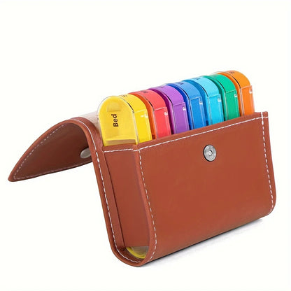 Weekly Pill Organizer with Leather Carrying Case – 7-Day AM/PM Pill Box | Travel Medication Storage Case