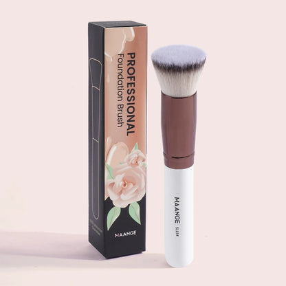 MAANGE 2PCS Foundation Makeup Brush Set – Flat & Angled Kabuki Brushes for Liquid, Cream & Powder, Soft Synthetic Bristles