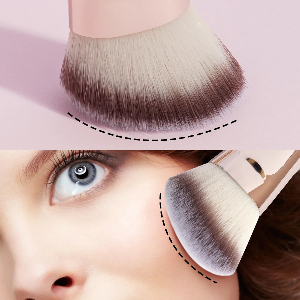MAANGE 4-Piece Makeup Brush Set with Case – Dual-Ended Foundation, Powder & Eyeshadow Brushes