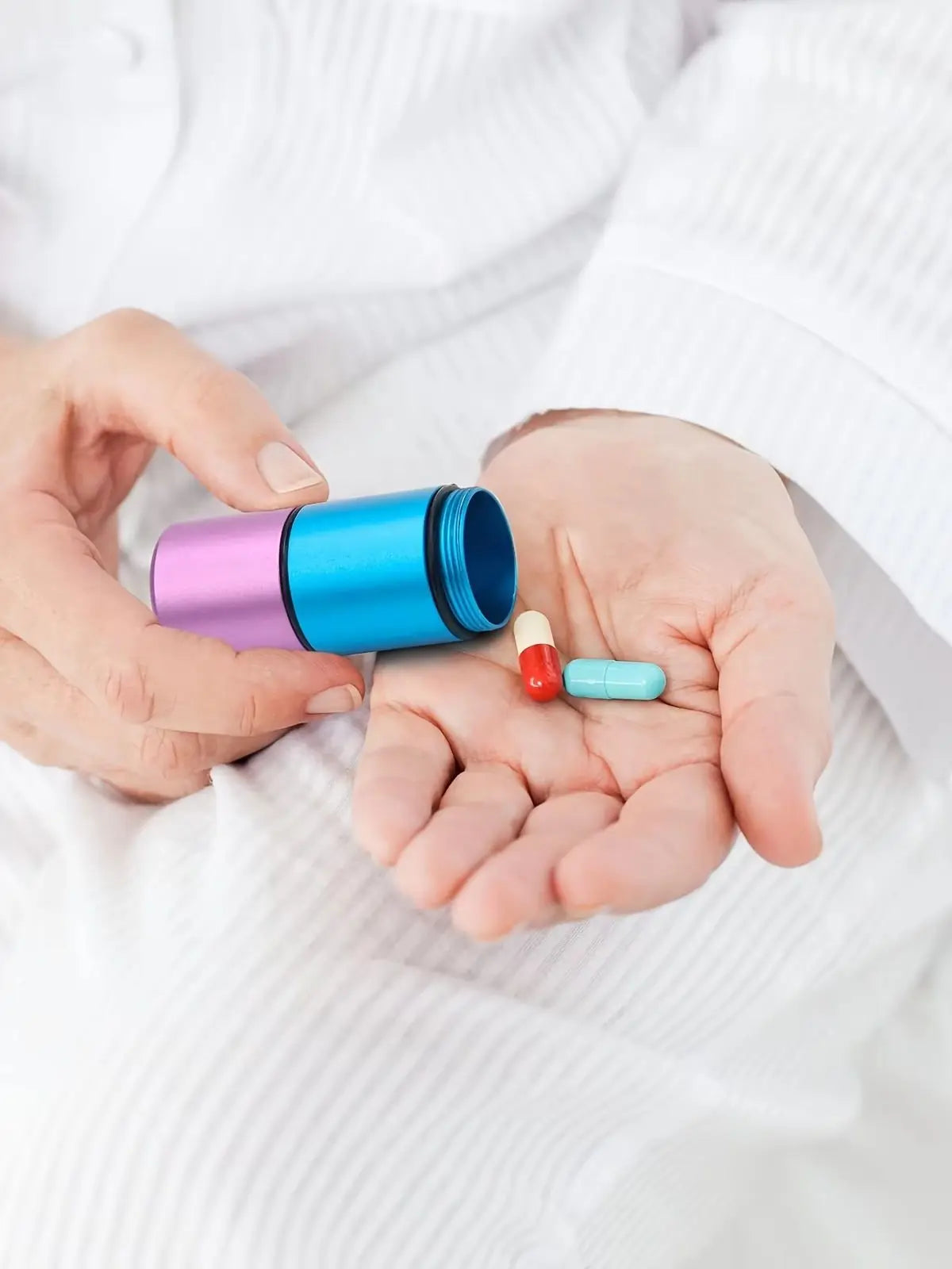 Portable Waterproof Pill Case Keychain Metal Pill Holder Mini Travel Storage Container