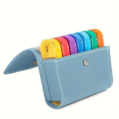 Weekly Pill Organizer with Leather Carrying Case – 7-Day AM/PM Pill Box | Travel Medication Storage Case