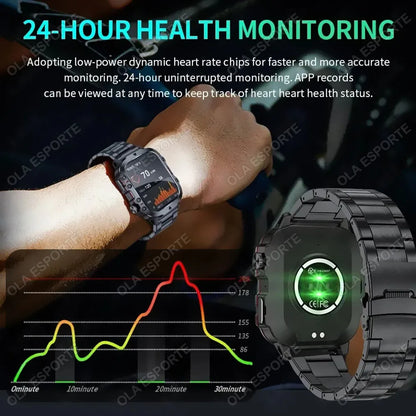 Military Smart Watch Bluetooth Call GPS Flashlight 100+ Sports Android iPhone