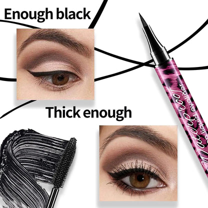 ANQINA 4D Waterproof Mascara & Liquid Eyeliner Set – Long-Lasting Curling Eye Makeup (Full Size)