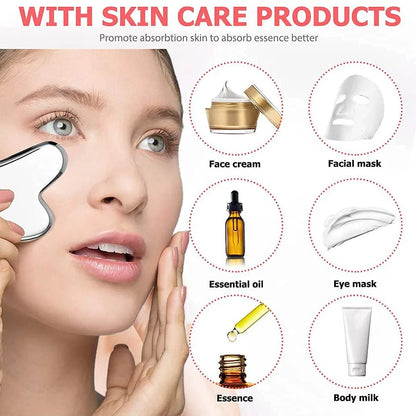 Stainless Steel Ice Face Roller & Gua Sha Set – Facial Massage & Skincare Tool Kit