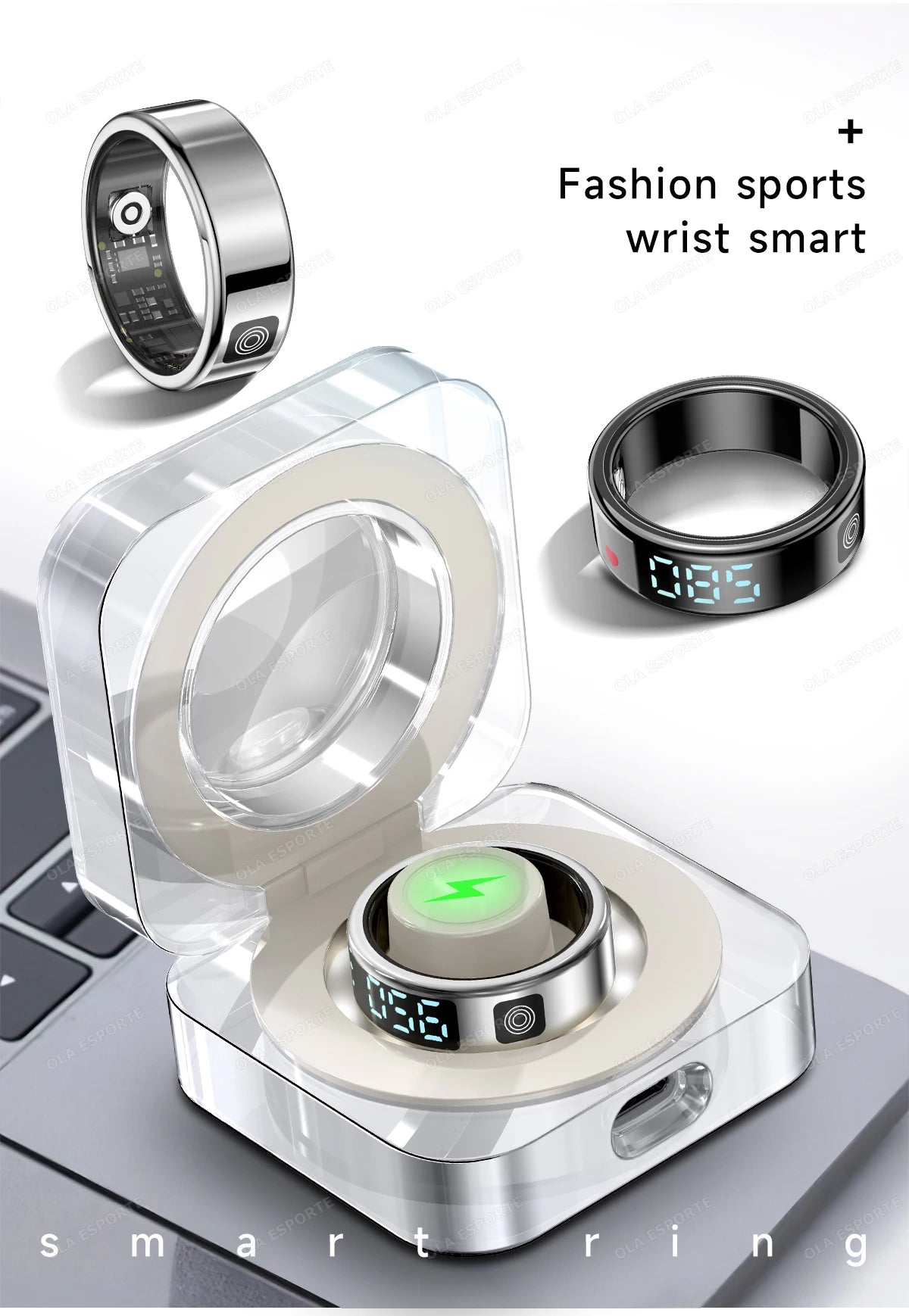 Smart Ring with Touch Display Heart Rate Sleep Tracker IP68 Waterproof Android iOS