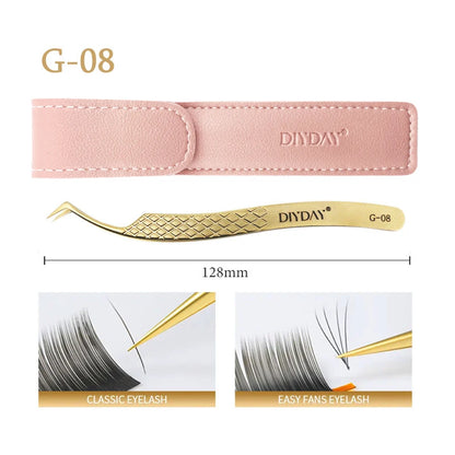 DIYDAY Anti-Slip Eyelash Extension Tweezers – Stainless Steel Fiber Tip Precision Lash Tool
