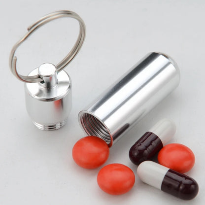 Waterproof Aluminum Pill Box – Portable Medicine Case with Keychain for Travel, Outdoor, and Emergency Use