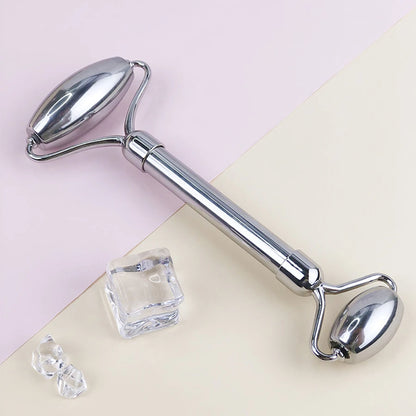 Stainless Steel Ice Face Roller & Gua Sha Set – Facial Massage & Skincare Tool Kit