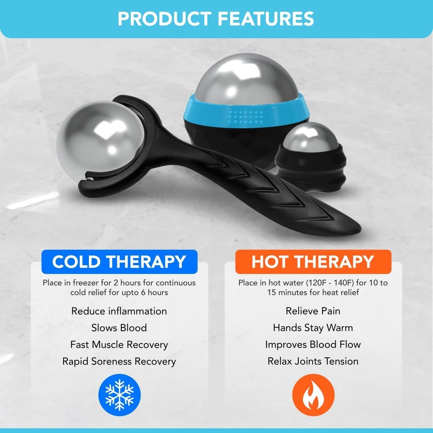 DUTRIEUX Hot & Cold Massage Ball Trigger Point Roller for Back Neck Foot Muscle Relief