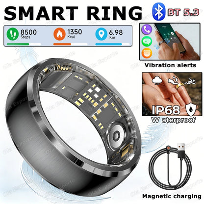 Smart Ring Fitness Tracker Call Alerts Sleep Monitor IP68 Waterproof Ring