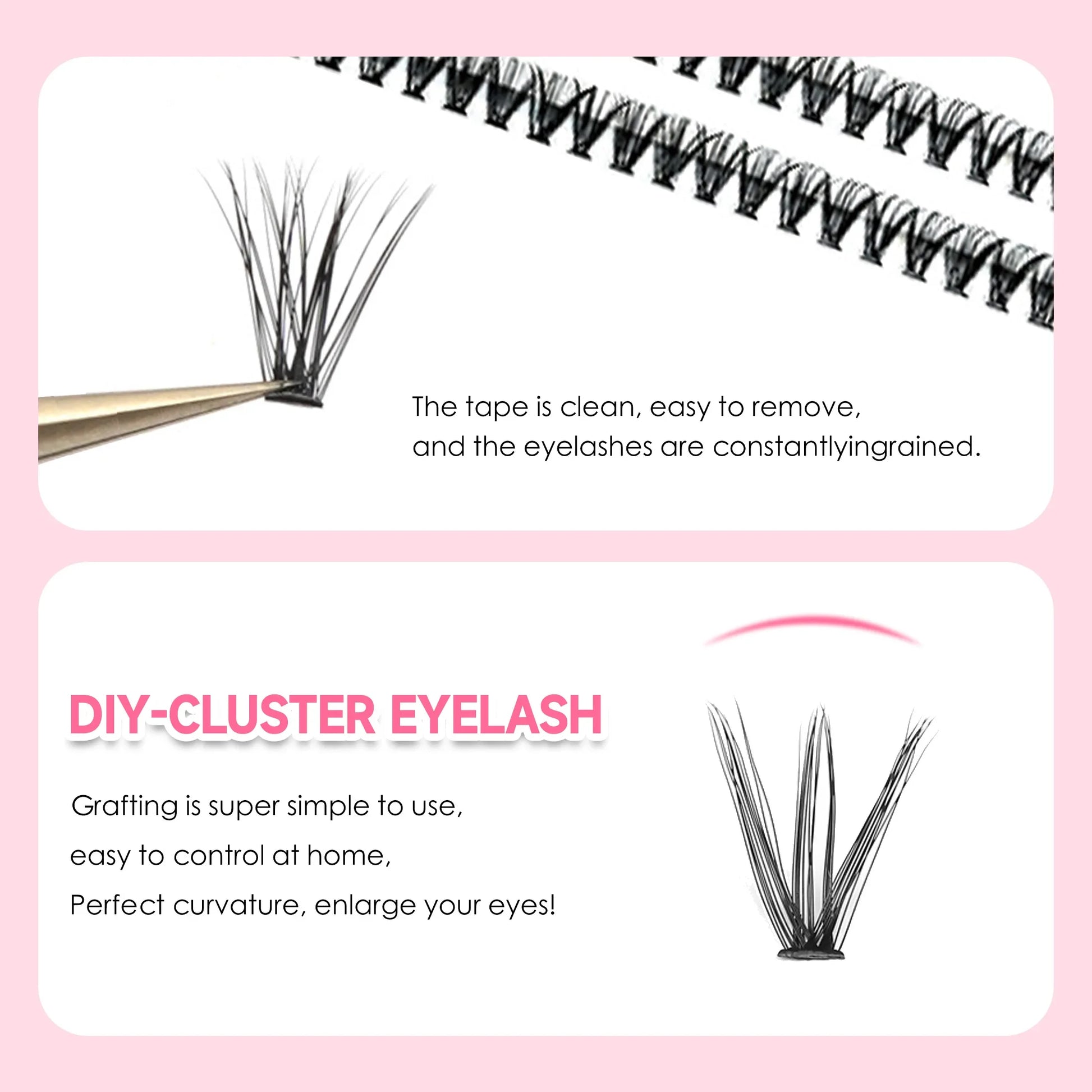 DIY Lash Extension Kit 200PCS Cluster Lashes 8–14mm w/ Bond Seal & Tweezers