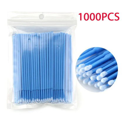 500/1000PCS Eyelash Cleaning Brushes – Colorful Crystal Handle Micro Brushes for Lash Extension Care, Makeup Removal, and Beauty Tools
