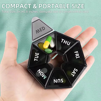 Weekly Pill Organizer Box – 7 Day Portable Travel Medicine Case with 14 Compartments for Pills, Vitamins & Supplements