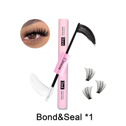 Lash Bond & Seal 10ml with 5ml Lash Glue Remover Kit – DIY Lash Extension Set with Tweezers & Eyelash Curler, Long-Lasting Lash Adhesive