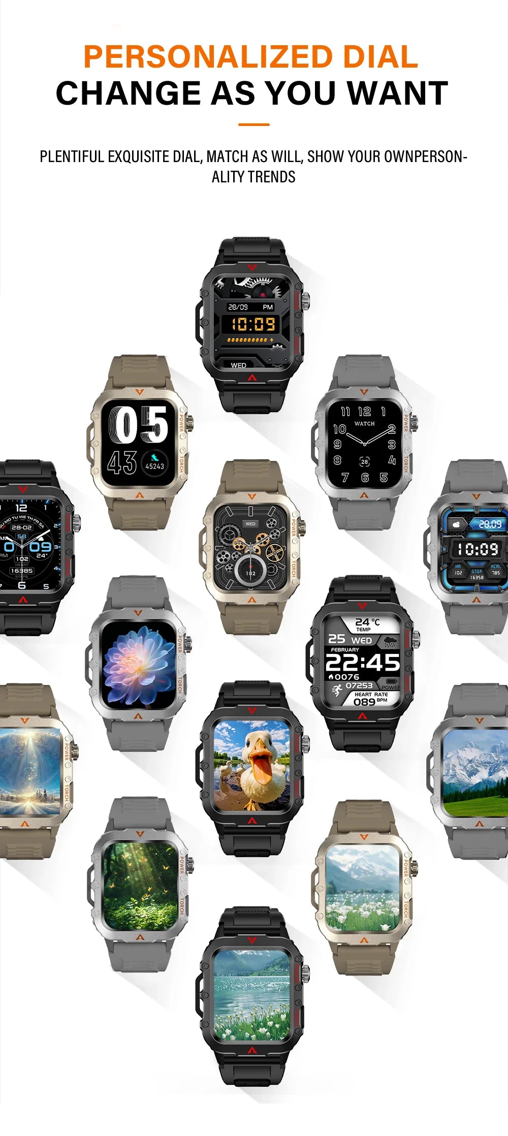LAXASFIT Men’s Smart Watch with LED Flashlight | Bluetooth Call Sports Watch | Fitness & Activity Tracker