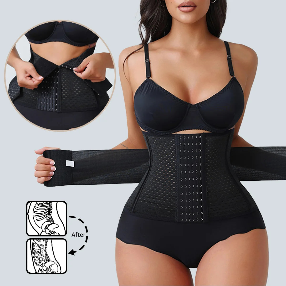 Women’s Adjustable Waist Trainer Corset Double Belt Tummy Control Workout Shapewear
