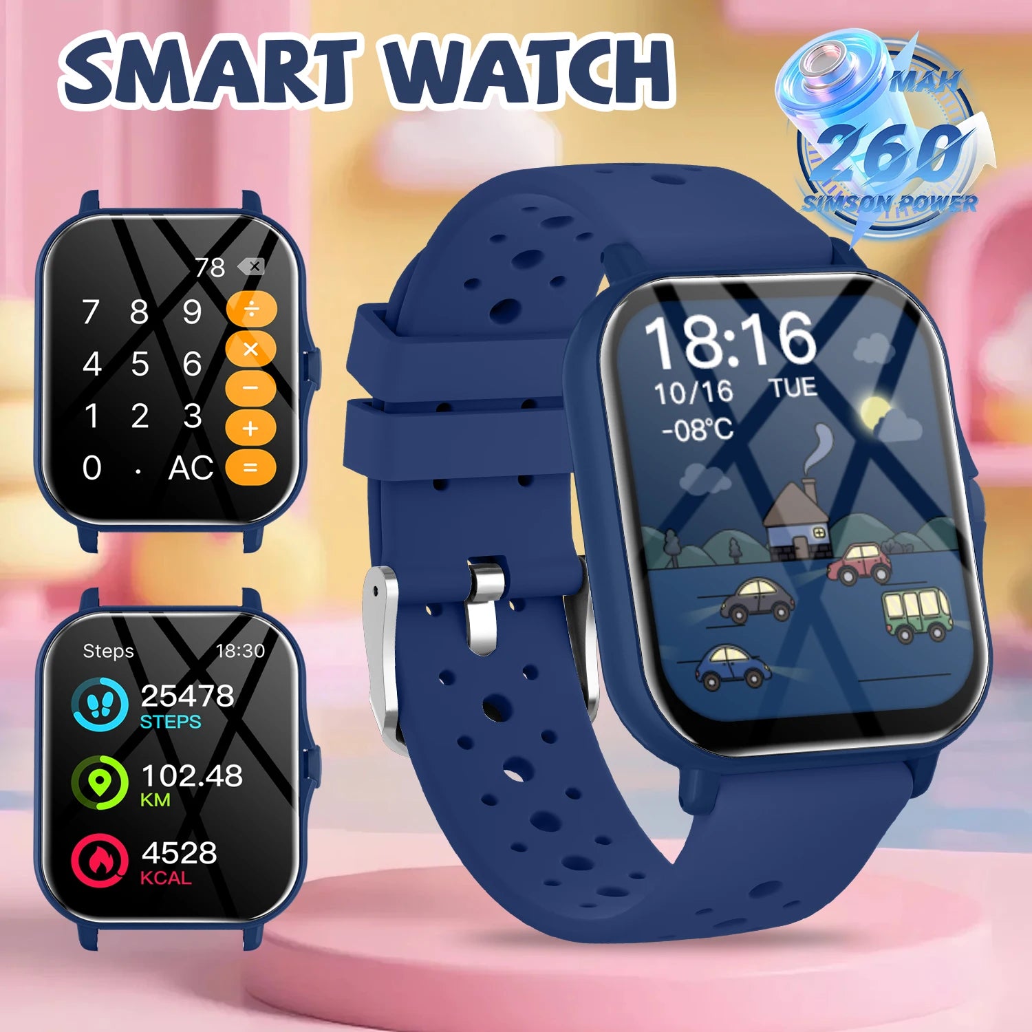 Smart Watch 1.83" HD Bluetooth Call Fitness Tracker for Android iPhone
