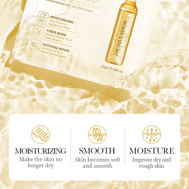 10-30 Pcs SADOER 24K Gold Vitamin C & Hyaluronic Acid Facial Masks – Moisturizing, Firming & Hydrating Skincare Treatment