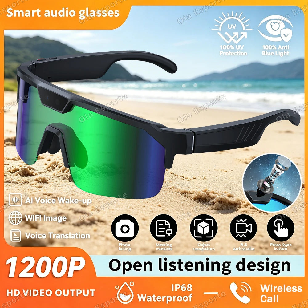 AI Smart Glasses HD Camera Video Recording Bluetooth Calls WiFi Sports Goggles