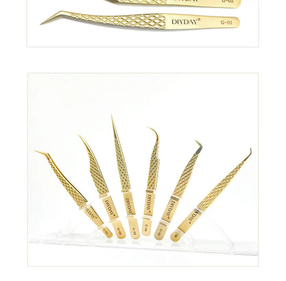 DIYDAY Anti-Slip Eyelash Extension Tweezers – Stainless Steel Fiber Tip Precision Lash Tool