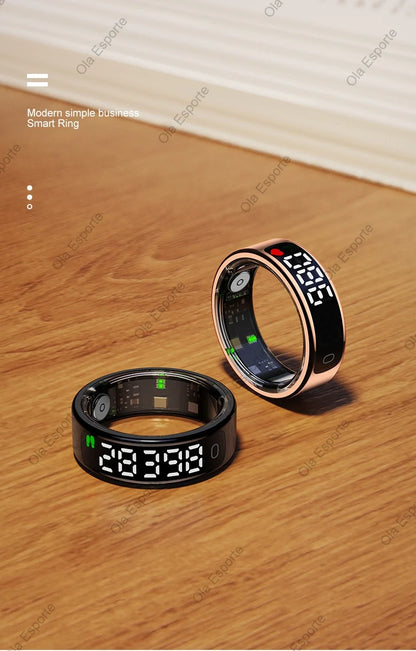 Smart Ring Health Fitness Tracker LED Touch Display Heart Rate Sleep Monitor Waterproof