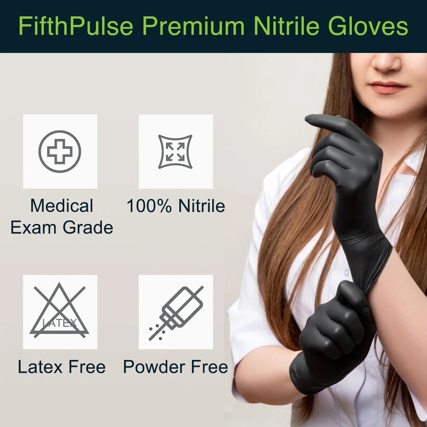 100-800 PCS Black Disposable Neoprene Gloves Powder Free Latex Free Various Sizes