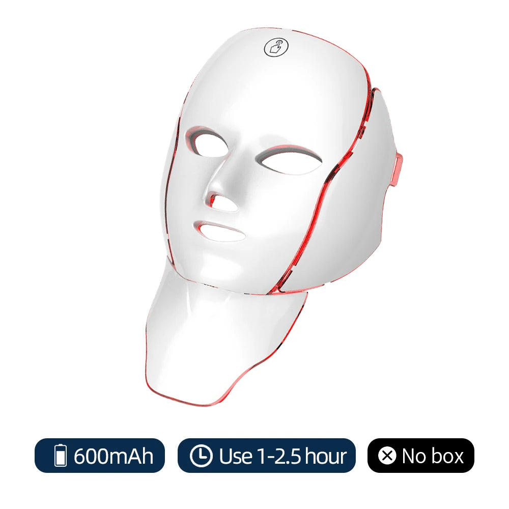 7-Color LED Face & Neck Light Therapy Mask – Electric Facial Skincare Mask with Remote Control