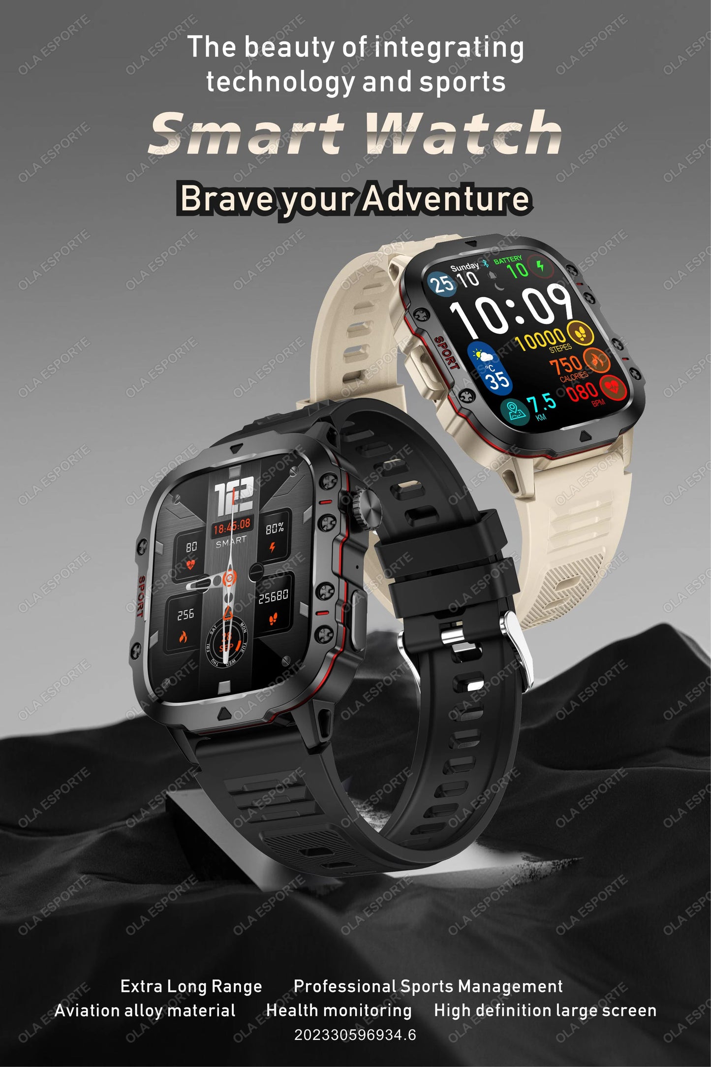 Rugged Military GPS Smart Watch for Men – Bluetooth Call, Heart Rate, Blood Oxygen, AI Voice, Sport & Waterproof