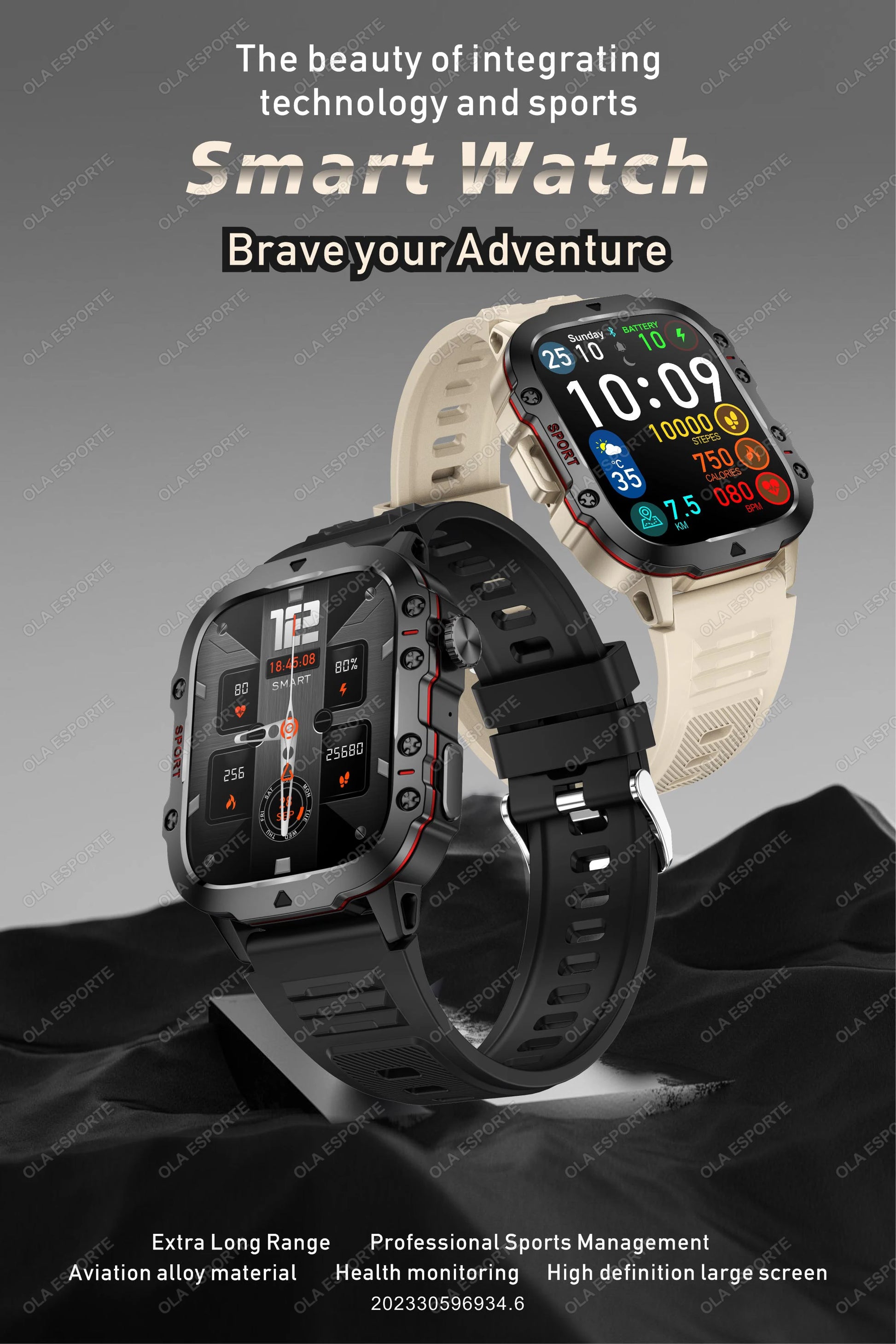 Rugged Military GPS Smart Watch for Men – Bluetooth Call, Heart Rate, Blood Oxygen, AI Voice, Sport & Waterproof