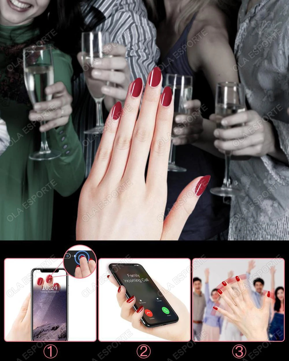 NFC Smart Nail Chip Tag for Android iPhone Virtual Call SOS Contact Waterproof