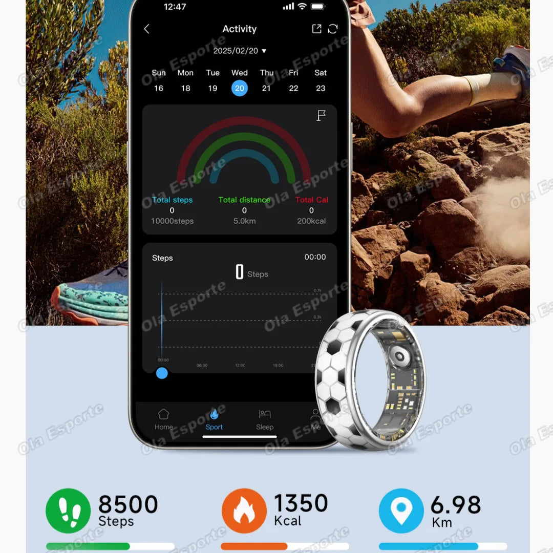 Smart Ring Fitness Tracker Call Alerts Sleep Monitor IP68 Waterproof Ring