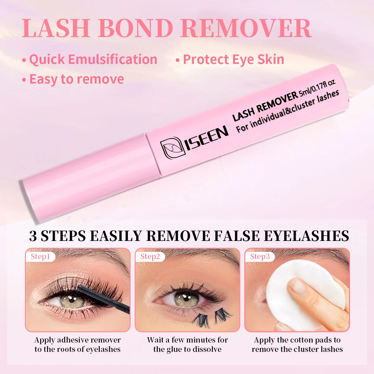 Lash Bond & Seal 10ml with 5ml Lash Glue Remover Kit – DIY Lash Extension Set with Tweezers & Eyelash Curler, Long-Lasting Lash Adhesive