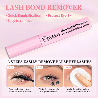 Lash Bond & Seal 10ml with 5ml Lash Glue Remover Kit – DIY Lash Extension Set with Tweezers & Eyelash Curler, Long-Lasting Lash Adhesive
