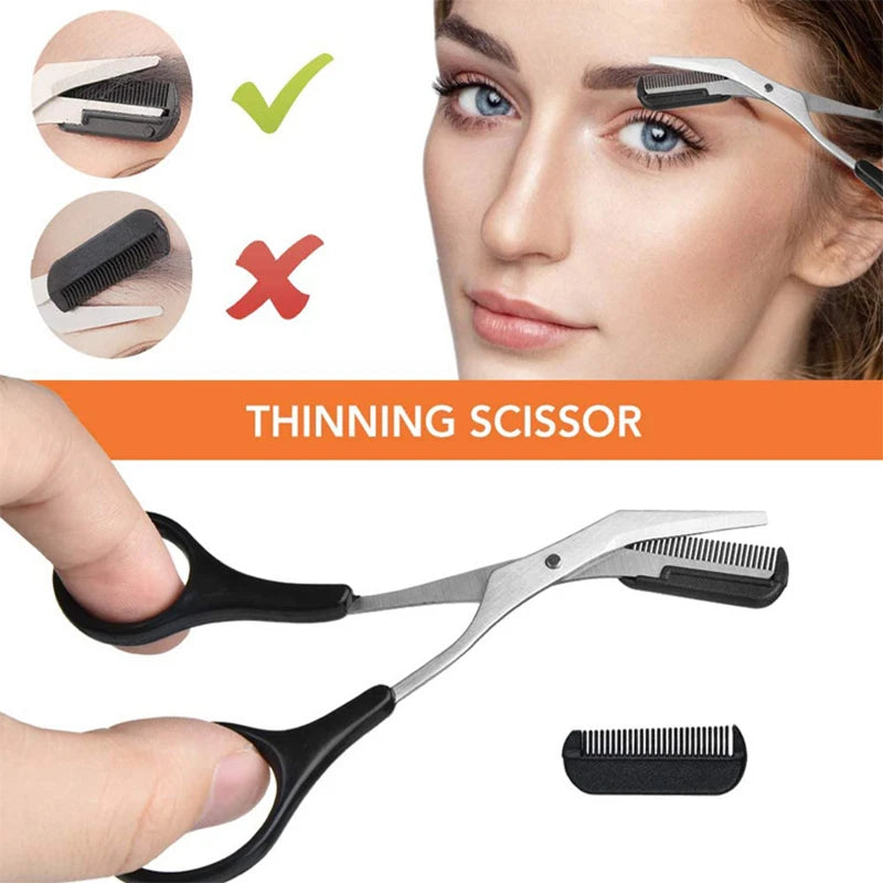3–11PCS Eyebrow Grooming Tool Set – Stainless Steel Scissors, Tweezers, Razor & Brow Comb Makeup Kit
