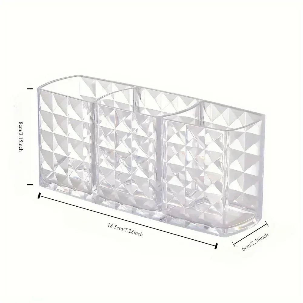 Clear Acrylic Makeup Brush & Cosmetic Organizer – Lipstick, Nail Polish & Jewelry Storage Box